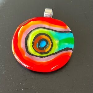 Italianissimo  Vescovo Art Glass Pendant Sterling Silver Bale